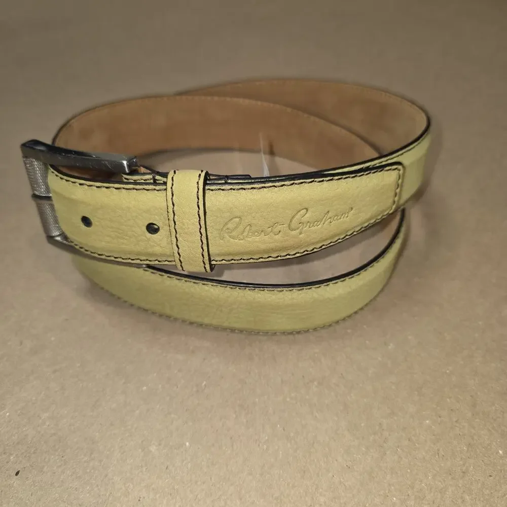 Robert Graham SUEDE LEATHER Belt Men's 40 MEDIUM Green LAUREL Metal Buckle NWOT